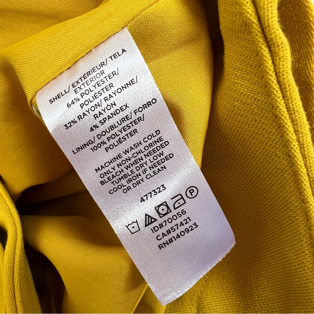 LOFT Textures Belted Lined Skirt Mustard Yellow Pockets Sz 2 - Picture 14 of 16